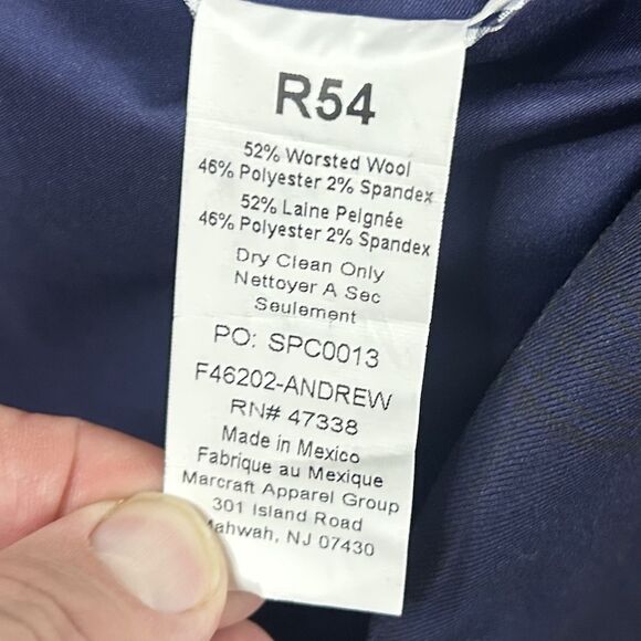 Tommy Hilfiger 54R Sport Coat Worsted Wool Blend Plaid Blue Two Button Vented - Picture 4 of 8